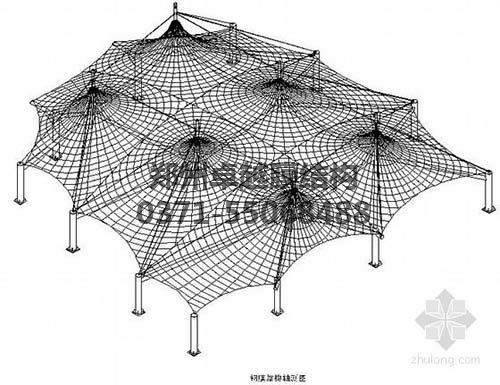 設計圖中可以看出索膜結構一般由膜材、索結構、支架結構三部分組成
